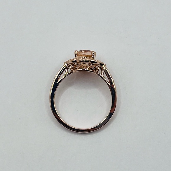 1.75 CT Lab Morganite and Diamond Ring 14K Gold Plated 925 Sterling Silver - Picture 5 of 8